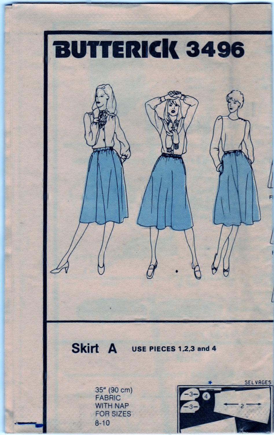 Butterick 3496 Pattern Vintage Misses Skirts