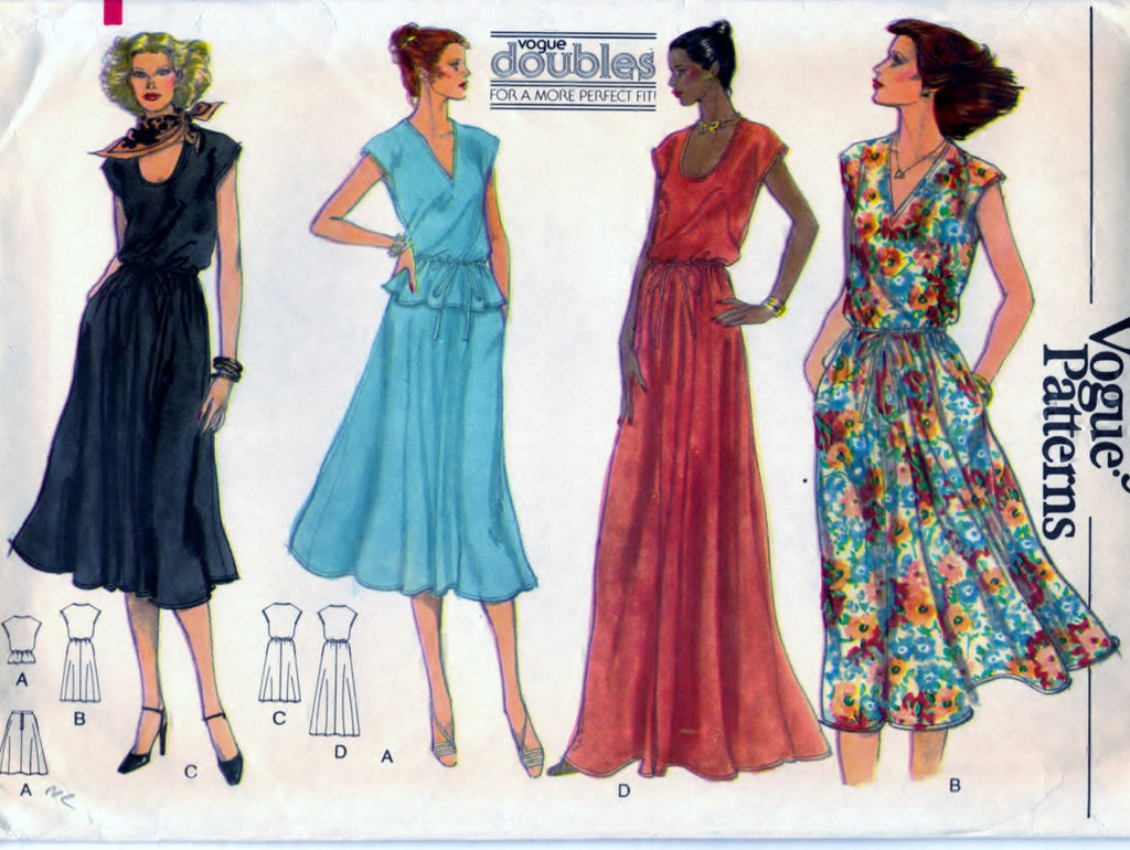 Very Easy Vogue 7053 Vintage Pattern Misses Dress, Top, and Skirt