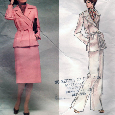 Vogue Paris Original Pierre Balmain 1601 Pattern Vintage Misses Jacket, Skirt and Pants