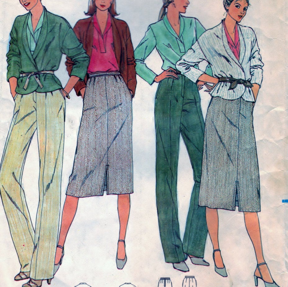 Butterick 6380 Pattern Vintage Misses Jacket, Top, Skirt & Pants
