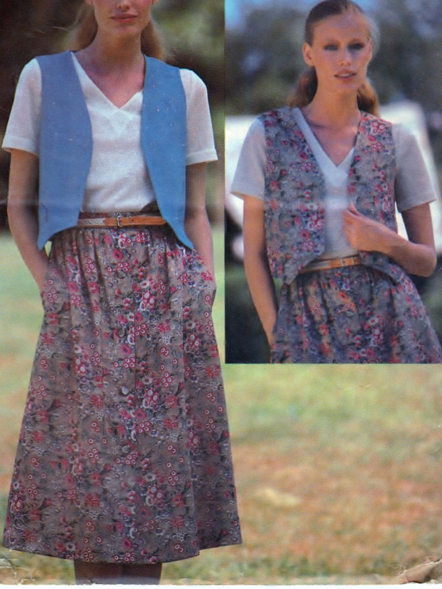 Butterick See & Sew 6389 Pattern Vintage Misses Reversible Vest and Skirt