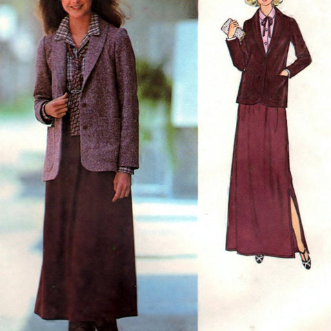 Simplicity 8774 Pattern Vintage Misses Blouse, Unlined Jacket And Skirt In Two Lengths