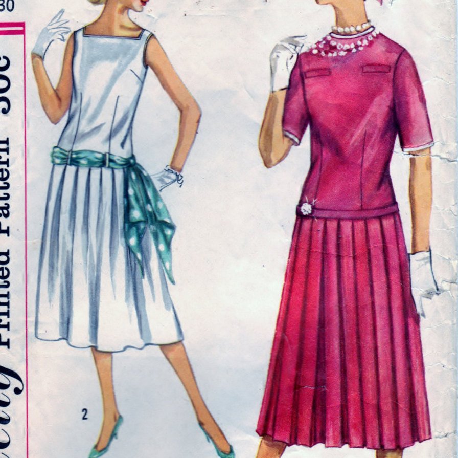 Simplicity 2363 Pattern Vintage Jr. Misses and Teen Age Two-Piece Dress and Sash