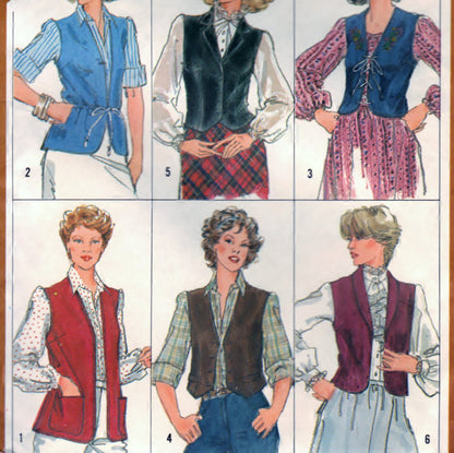 Simplicity 5294 Pattern Vintage Misses Set of Lined and Unlined Vests