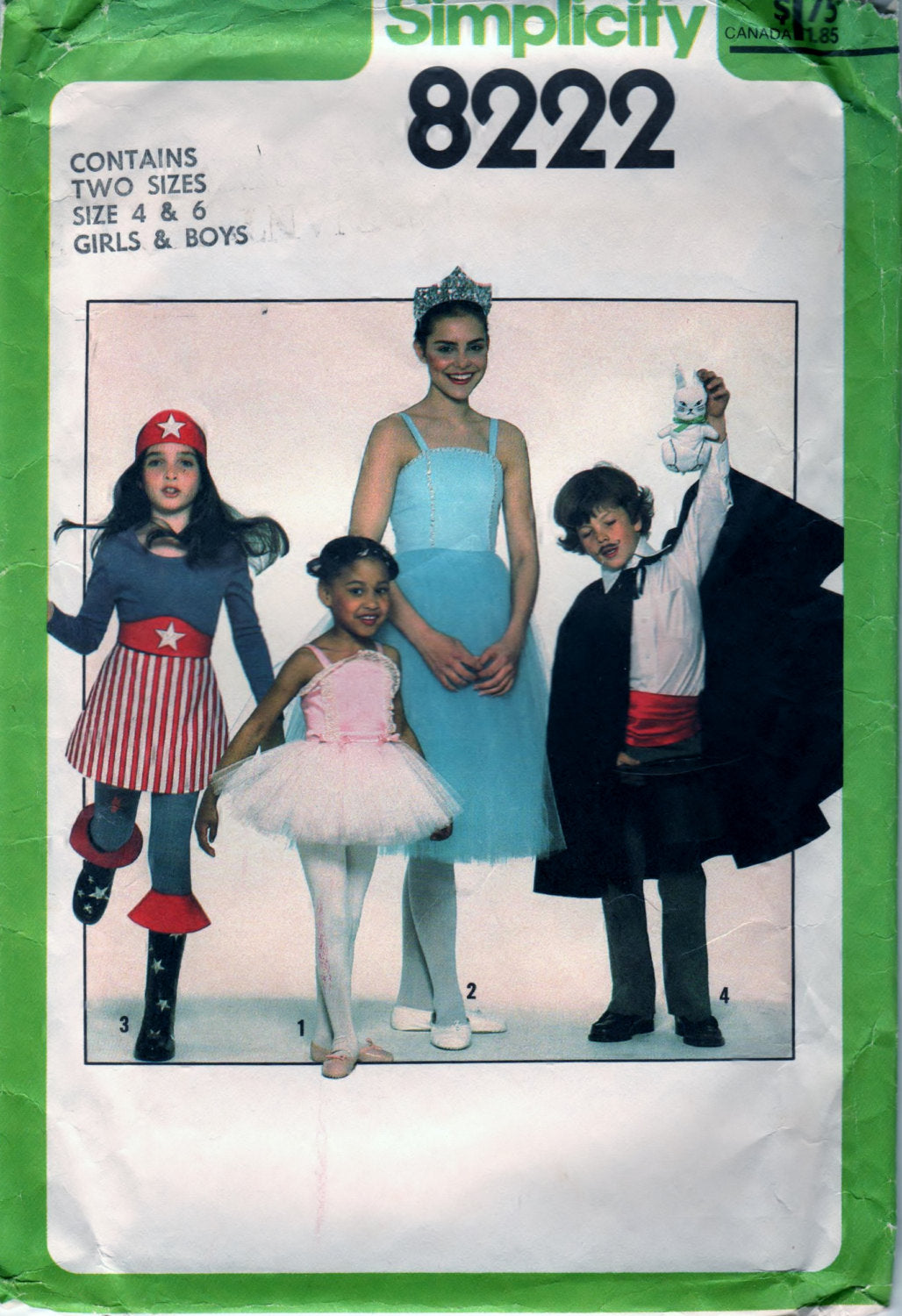 Simplicity 8222 Pattern Vintage Girls and Boys Costumes
