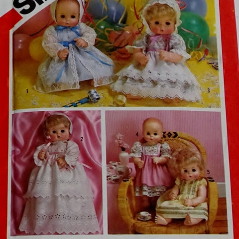 Simplicity 6055 Pattern Vintage Dolls Set Of Party Dresses Lge