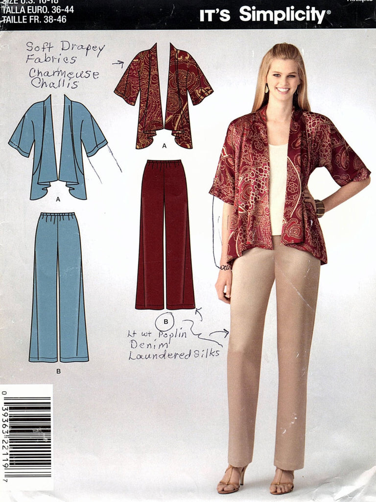Simplicity A2119 Pattern Non-Vin Misses Jacket And Pants