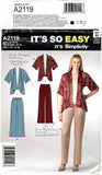 Simplicity A2119 Pattern Non-Vin Misses Jacket And Pants