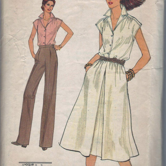 Very Easy Vogue 7088 Pattern Vintage Misses Blouse, Skirt And Pants